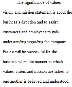 Management_Mission, Vision, Values, and Management Assignment 1